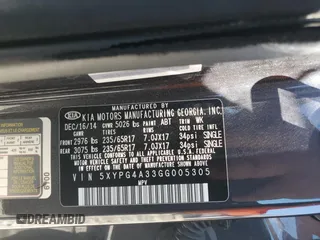 2016 Kia Sorento LX with VIN 5XYPG4A33GG005305, listed as a Copart auction lot 55771995 with 127,874 mi miles and Clean Title. Bid and sale history available at carsss.com. Image 12.