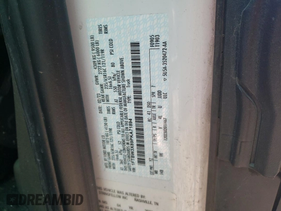 2023 Ford Transit Cargo with VIN 1FTBW3X89PKA71894, listed as a Copart auction lot 41747685 with 83,365 mi miles and Non repairable. Bid and sale history available at DreamBid. Image 13.