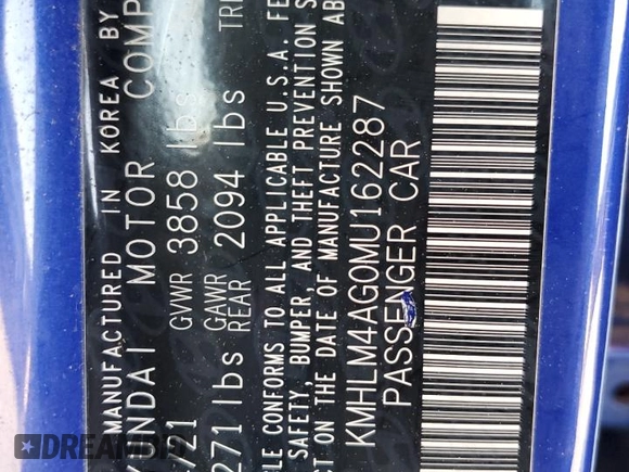 2021 Hyundai Elantra SEL z VIN KMHLM4AG0MU162287, wystawiony jako Copart lot #52888655 z przebiegiem 64 146 mil mil oraz Szkoda całkowita • Salvage title. Historia ofert i sprzedaży dostępna na DreamBid. Obrazek 14.