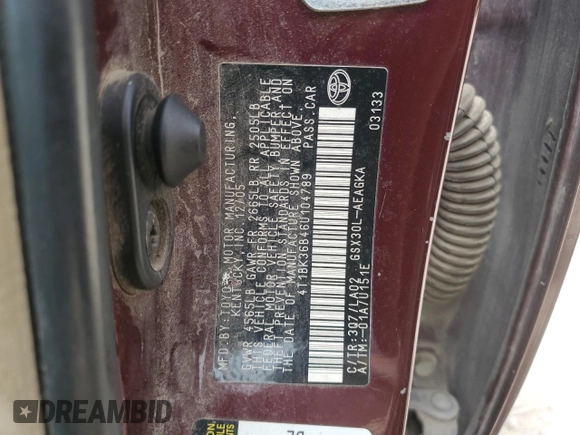 2006 Toyota Avalon XL z VIN 4T1BK36B46U104789, wystawiony jako Copart lot #56001885 z przebiegiem 427 702 mil mil oraz Szkoda całkowita • Salvage title. Historia ofert i sprzedaży dostępna na DreamBid. Obrazek 12.
