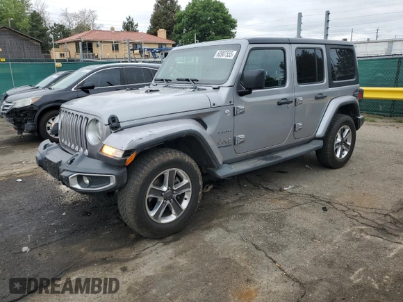 2020 Jeep Wrangler Unlimited Sahara with VIN 1C4HJXEN8LW181508, listed as a Copart auction lot 60907555 with 85,343 mi miles and Salvage title. Bid and sale history available at DreamBid. Image 1.