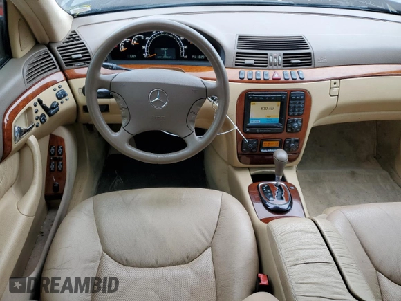 2001 Mercedes-Benz S-Class with VIN WDBNG70JX1A218220, listed as a Copart auction lot 53414154 with 64,171 mi miles and Salvage Title. Bid and sale history available at carsss.com. Image 8.