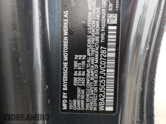 2018 BMW 2 Series M240i with VIN WBA2J5C57JVC07287, listed as a Copart auction lot 40812584 with 54,746 mi miles. Bid and sale history available at carsss.com. Image 12.