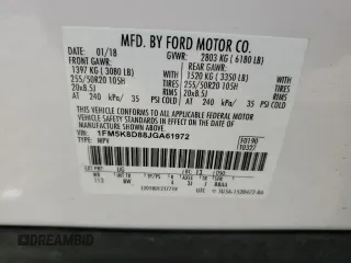 2018 Ford Explorer XLT z VIN 1FM5K8D88JGA61972, wystawiony jako Copart lot #52791995 z przebiegiem 73 648 mil mil oraz Szkoda całkowita • Salvage title. Historia ofert i sprzedaży dostępna na DreamBid. Obrazek 13.