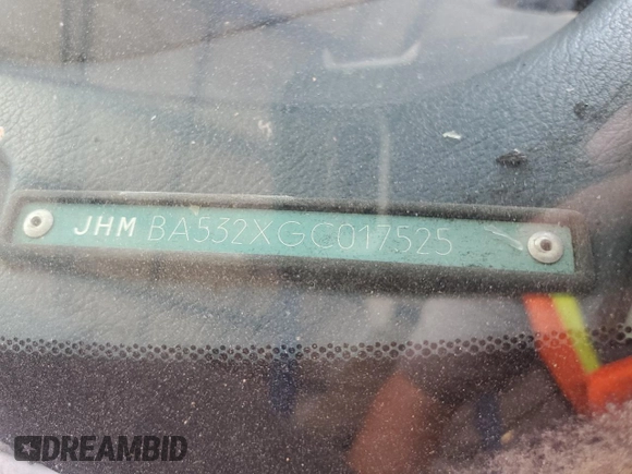 1986 Honda Accord z VIN JHMBA532XGC017525, wystawiony jako Copart lot #69079264 z przebiegiem 143 898 mil mil oraz Czysty tytuł • Clean title. Historia ofert i sprzedaży dostępna na DreamBid. Obrazek 12.