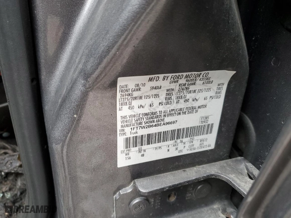 2011 Ford Super Duty F-250 SRW XL with VIN 1FT7W2B64BEA96697, listed as a Copart auction lot 45450355 with 0 mi miles and Salvage Title. Bid and sale history available at carsss.com. Image 12.