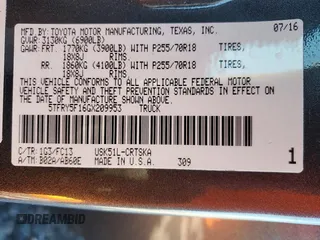 2016 Toyota Tundra SR5 z VIN 5TFRY5F16GX209953, wystawiony jako Copart lot #52770495 z przebiegiem 80 907 mil mil oraz Szkoda całkowita • Salvage title. Historia ofert i sprzedaży dostępna na DreamBid. Obrazek 12.