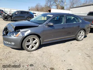 2014 Volkswagen Passat SEL Premium with VIN 1VWCS7A3XEC074389, listed as a Copart auction lot 48325795 with 117,875 mi miles and Salvage Title. Bid and sale history available at carsss.com. Image 1.