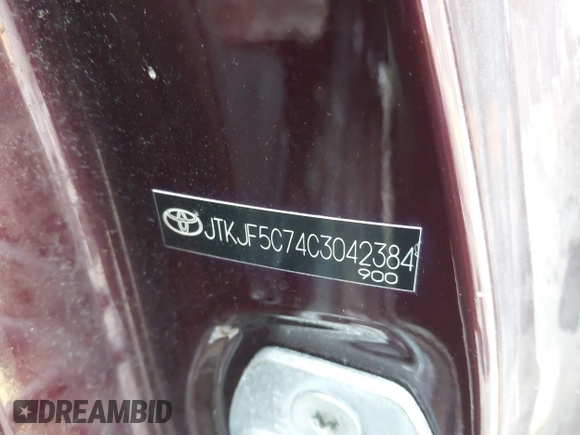 2012 Scion tC with VIN JTKJF5C74C3042384, listed as a IAAI auction lot 41783886 with 259,618 mi miles. Bid and sale history available at carsss.com. Image 9.