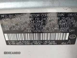 2014 Lexus IS 350 with VIN JTHBE1D2XE5006327, listed as a IAAI auction lot 41340579 with 171,903 mi miles and . Bid and sale history available at DreamBid. Image 9.