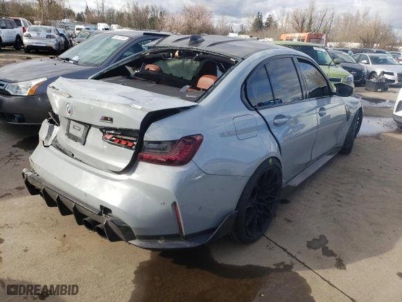 2022 BMW M3 Competition xDrive with VIN WBS43AY07NFM10293, listed as a Copart auction lot 71593734 with 0 mi miles and Salvage Title. Bid and sale history available at carsss.com. Image 3.