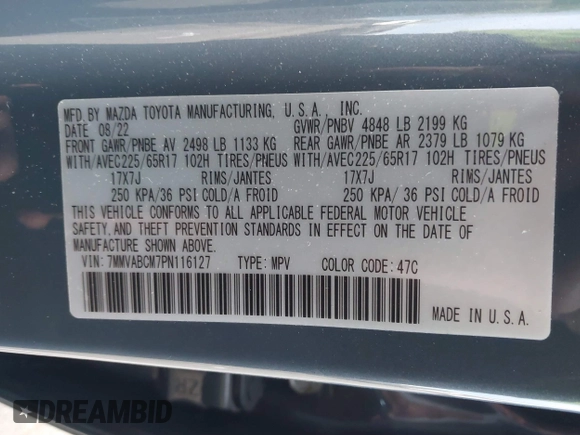 2023 Mazda CX-50 2.5 S Preferred Plus Package with VIN 7MMVABCM7PN116127, listed as a IAAI auction lot 41222577 with 39,910 mi miles. Bid and sale history available at carsss.com. Image 9.