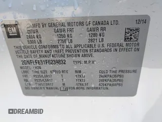2015 Chevrolet Equinox LT with VIN 2GNFLFE31F6239832, listed as a IAAI auction lot 37606882 with 94,662 mi miles and . Bid and sale history available at DreamBid. Image 9.