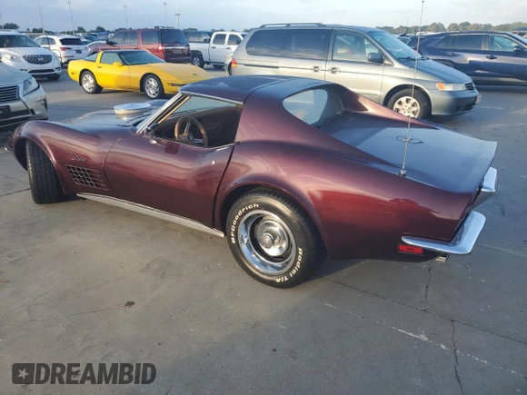 1972 Chevrolet Corvette with VIN 1Z37K2S525523, listed as a Copart auction lot 74986234 with 44,725 mi miles and Salvage title. Bid and sale history available at DreamBid. Image 2.