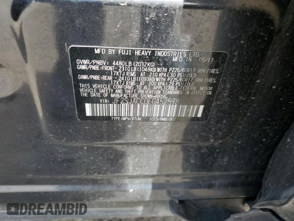 2014 Subaru Forester 2.5i Premium with VIN JF2SJACC0EG452578, listed as a Copart auction lot 87355824 with 80,600 mi miles and Salvage Title. Bid and sale history available at carsss.com. Image 13.