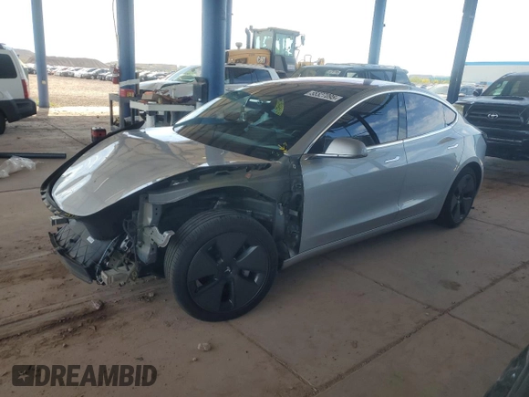 2018 Tesla Model 3 Long Range Battery with VIN 5YJ3E1EA2JF016631, listed as a Copart auction lot 55527095 with 129,547 mi miles and Salvage Title. Bid and sale history available at DreamBid. Image 1.