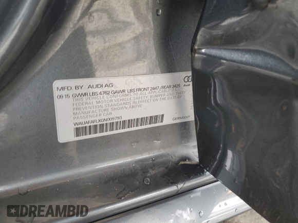2016 Audi A4 Premium with VIN WAUAFAFLXGN009793, listed as a Copart auction lot 73860514 with 89,480 mi miles and Salvage Title. Bid and sale history available at carsss.com. Image 14.