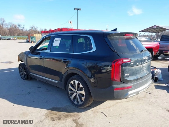 2022 Kia Telluride S with VIN 5XYP6DHC5NG235076, listed as a IAAI auction lot 40954648 with 1 mi miles. Bid and sale history available at carsss.com. Image 3.