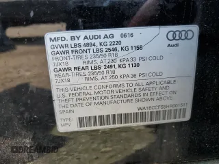 2017 Audi Q3 Premium with VIN WA1ECCFS5HR001511, listed as a Copart auction lot 60853085 with 70,818 mi miles and Salvage title. Bid and sale history available at DreamBid. Image 12.
