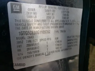 2016 GMC Canyon 2WD SLE with VIN 1GTG5CE30G1109762, listed as a Copart auction lot 85300854 with 127,861 mi miles and Salvage Title. Bid and sale history available at carsss.com. Image 13.