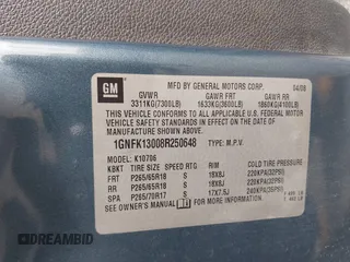 2008 Chevrolet Tahoe LTZ with VIN 1GNFK13008R250648, listed as a IAAI auction lot 42621424 with 225,027 mi miles and . Bid and sale history available at DreamBid. Image 9.