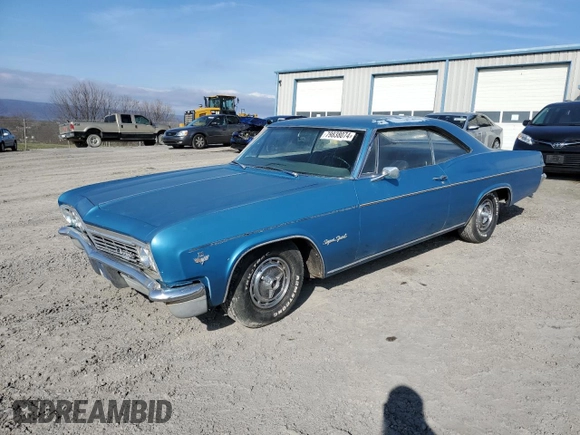 1966 Chevrolet Impala with VIN 168376A109409, listed as a Copart auction lot 79838074 with 34,130 mi miles and Clean title. Bid and sale history available at DreamBid. Image 1.