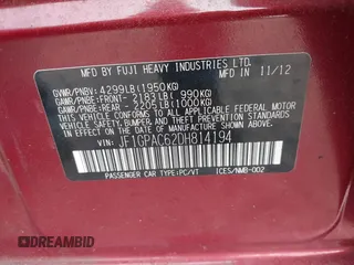 2013 Subaru Impreza Premium z VIN JF1GPAC62DH814194, wystawiony jako IAAI lot #42188473 z przebiegiem 175 830 mil mil oraz . Historia ofert i sprzedaży dostępna na DreamBid. Obrazek 9.
