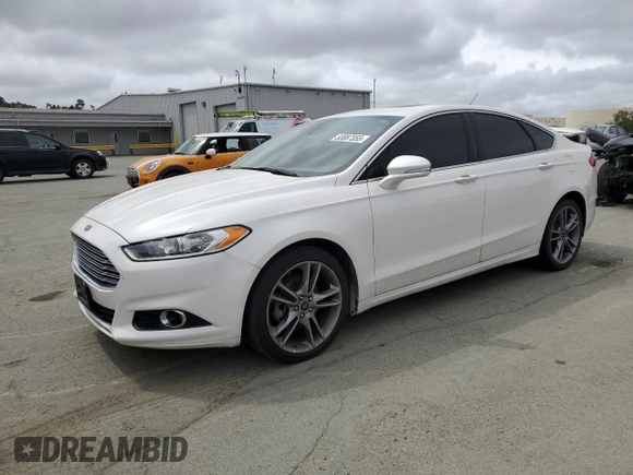 2014 Ford Fusion Titanium with VIN 3FA6P0K97ER393249, listed as a Copart auction lot 53087355 with 148,266 mi miles and Salvage Title. Bid and sale history available at DreamBid. Image 1.