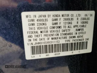 2006 Acura RL z VIN JH4KB165X6C011153, wystawiony jako Copart lot #53425365 z przebiegiem 197 781 mil mil oraz Szkoda całkowita • Salvage title. Historia ofert i sprzedaży dostępna na DreamBid. Obrazek 12.