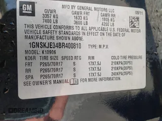 2011 Chevrolet Suburban LT z VIN 1GNSKJE34BR400810, wystawiony jako IAAI lot #42379234 z przebiegiem 273 228 mil mil oraz . Historia ofert i sprzedaży dostępna na DreamBid. Obrazek 9.