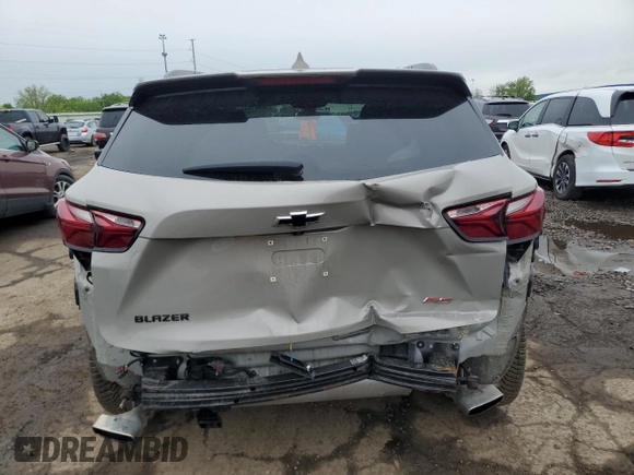 2021 Chevrolet Blazer RS with VIN 3GNKBERS1MS566498, listed as a Copart auction lot 56381635 with 40,519 mi miles and Salvage title. Bid and sale history available at DreamBid. Image 6.