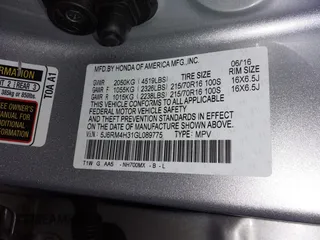 2016 Honda CR-V LX with VIN 5J6RM4H31GL089775, listed as a IAAI auction lot 41914450 with 168,631 mi miles. Bid and sale history available at carsss.com. Image 9.