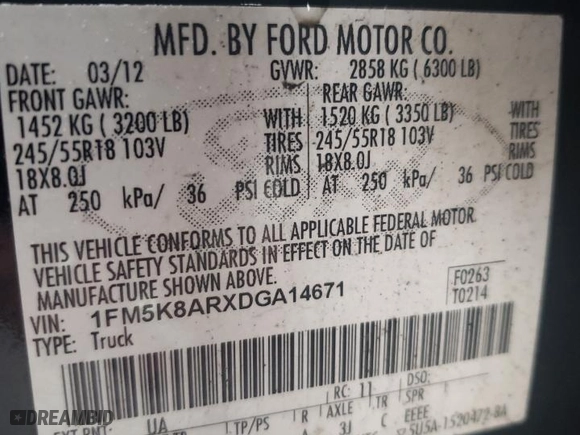 2013 Ford Utility Police Interceptor with VIN 1FM5K8ARXDGA14671, listed as a Copart auction lot 51661085 with 97,371 mi miles and Salvage Title. Bid and sale history available at carsss.com. Image 13.