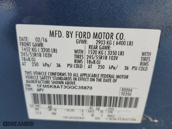 2016 Ford Utility Police Interceptor with VIN 1FM5K8AT3GGC35870, listed as a Copart auction lot 43431505 with 82,931 mi miles and Salvage Title. Bid and sale history available at carsss.com. Image 13.