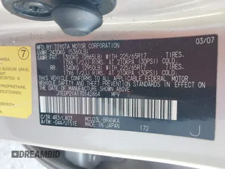 2007 Toyota Highlander w/3rd Row z VIN JTEDP21A170142864, wystawiony jako IAAI lot #41456140 z przebiegiem 210 347 mil mil oraz . Historia ofert i sprzedaży dostępna na DreamBid. Obrazek 9.