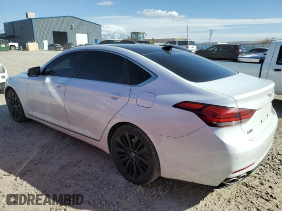 2018 Genesis G80 5.0L Ultimate with VIN KMHGN4JFXJU228703, listed as a Copart auction lot 49470565 with 95,585 mi miles and Salvage Title. Bid and sale history available at carsss.com. Image 2.