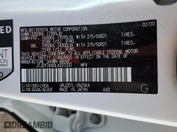 2020 Lexus LX 570 z VIN JTJDY7AX0L4327331, wystawiony jako Copart lot #44070415 z przebiegiem 43 887 mil mil oraz Szkoda całkowita • Salvage title. Historia ofert i sprzedaży dostępna na DreamBid. Obrazek 16.
