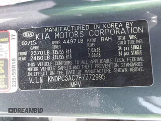 2015 Kia Sportage EX с VIN KNDPC3AC7F7772995, выставлен на аукционе IAAI как лот 42687589 с пробегом 157 624 миль миль и . История ставок и продаж доступна на DreamBid. Изображение 9.