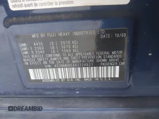 2010 Subaru Legacy Premium с VIN 4S3BMBB64A3224821, выставлен на аукционе IAAI как лот 42673777 с пробегом 114 153 миль миль и . История ставок и продаж доступна на DreamBid. Изображение 9.