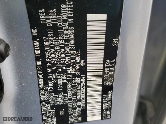 2013 Toyota Sienna LE AAS with VIN 5TDKK3DC6DS294841, listed as a Copart auction lot 48464505 with 278,516 mi miles and Salvage Title. Bid and sale history available at carsss.com. Image 12.