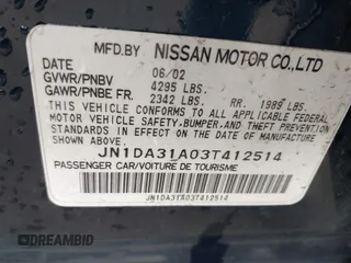 2003 Nissan Maxima GLE z VIN JN1DA31A03T412514, wystawiony jako IAAI lot #41856102 z przebiegiem 156 832 mil mil oraz . Historia ofert i sprzedaży dostępna na DreamBid. Obrazek 9.