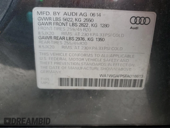 2015 Audi Q5 Prestige z VIN WA1WGAFP5FA016613, wystawiony jako Copart lot #70387974 z przebiegiem 73 016 mil mil oraz Szkoda całkowita • Salvage title. Historia ofert i sprzedaży dostępna na DreamBid. Obrazek 12.