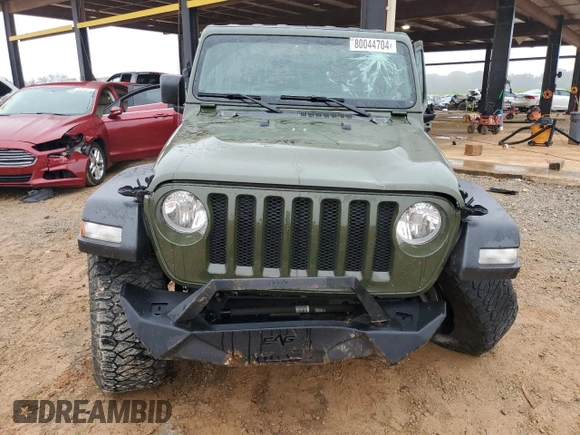 2021 Jeep Wrangler Sport with VIN 1C4GJXAG4MW748477, listed as a Copart auction lot 80044704 with 35,522 mi miles and Salvage Title. Bid and sale history available at DreamBid. Image 5.