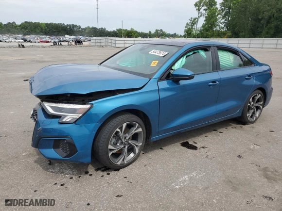 2022 Audi A3 Premium Plus with VIN WAUHUDGY4NA077592, listed as a Copart auction lot 54473674 with 29,622 mi miles and Salvage Title. Bid and sale history available at carsss.com. Image 1.