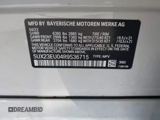 2024 BMW X5 xDrive40i with VIN 5UX23EU04R9S36715, listed as a IAAI auction lot 40168432 with 18,076 mi miles. Bid and sale history available at carsss.com. Image 9.