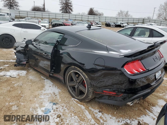 2021 Ford Mustang Mach 1 with VIN 1FA6P8R0XM5555625, listed as a Copart auction lot 38425784 with 0 mi miles and Salvage Title. Bid and sale history available at carsss.com. Image 2.