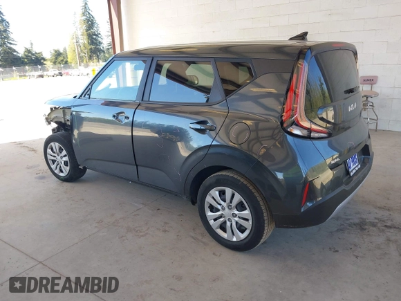 2023 Kia Soul LX with VIN KNDJ23AU6P7198389, listed as a IAAI auction lot 42057844 with 34,586 mi miles. Bid and sale history available at carsss.com. Image 3.