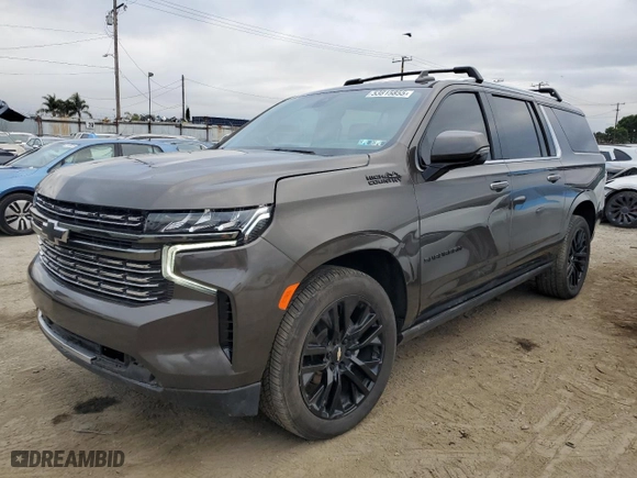 2021 Chevrolet Suburban High Country with VIN 1GNSKGKL0MR188370, listed as a Copart auction lot 53815855 with 53,881 mi miles and Salvage Title. Bid and sale history available at carsss.com. Image 1.