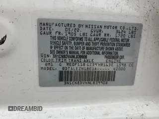 2022 Nissan Versa S с VIN 3N1CN8DV4NL839908, выставлен на аукционе Copart как лот 58776235 с пробегом 48 961 миль миль и Списание • Salvage title. История ставок и продаж доступна на DreamBid. Изображение 12.