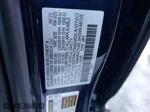 2023 Acura RDX w/Advance Package with VIN 5J8TC2H73PL016155, listed as a Copart auction lot 88706655 with 13,962 mi miles and Salvage Title. Bid and sale history available at carsss.com. Image 13.